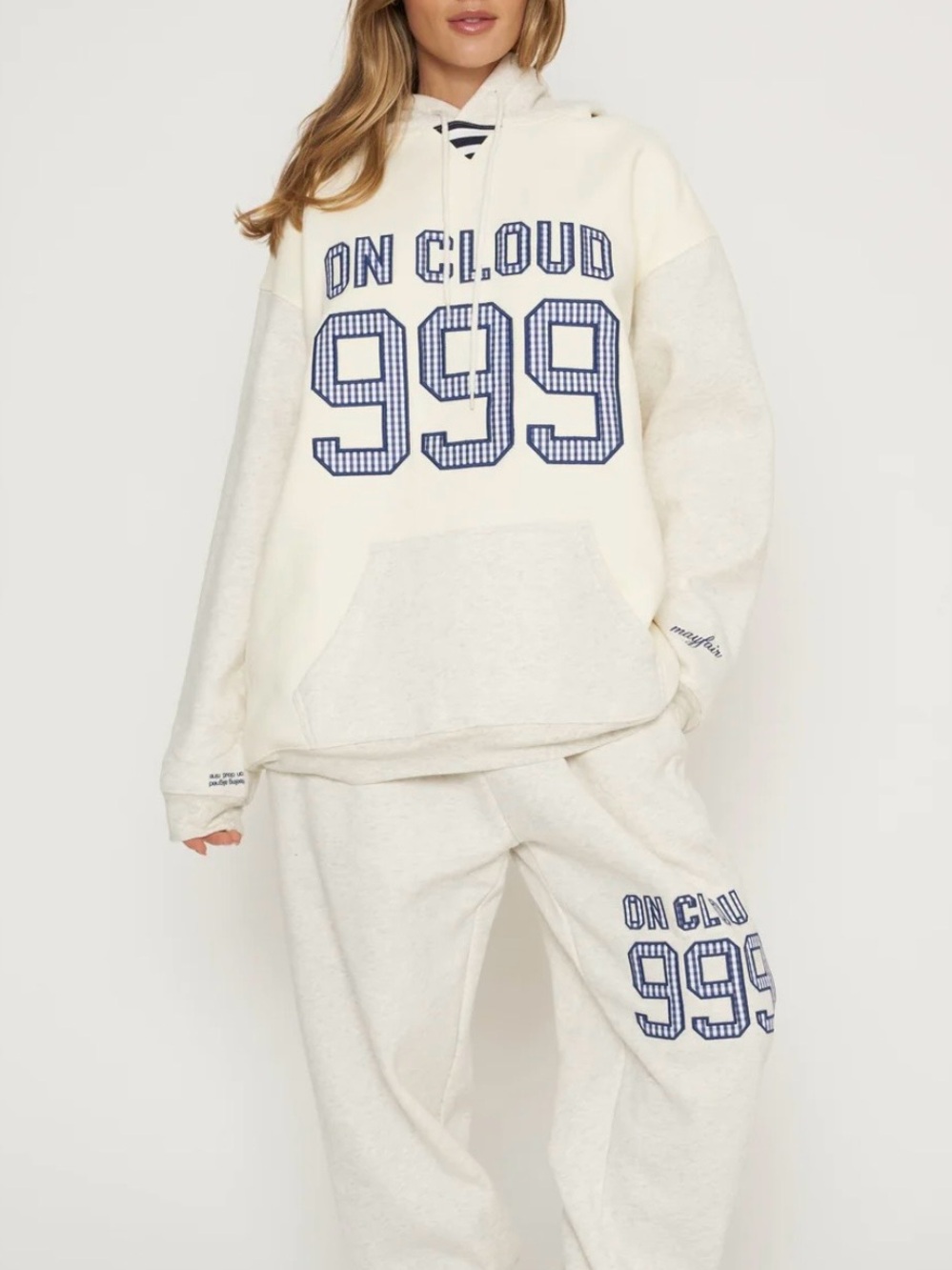 The Mayfair Group Cream 'On Cloud 999' Oversized Hoodie & Sweatpants Set